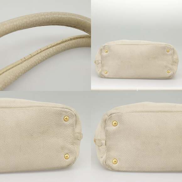 PRADA Tote Bag Leather White Gold - Picture 11 of 13